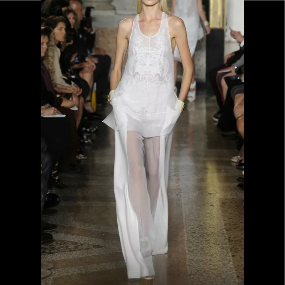 New Emilio Pucci RUNWAY Sheer Off White Pant 38 2-4